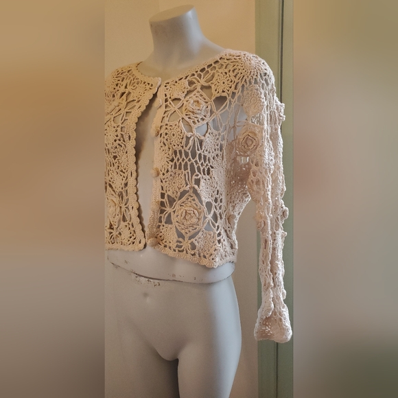 Crochet Flower Cardigan Sweater - Picture 3 of 6